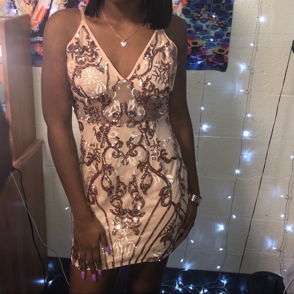 PrettyLittleThing Dresses & Skirts - Sequin champagne dress from PrettyLittleThing